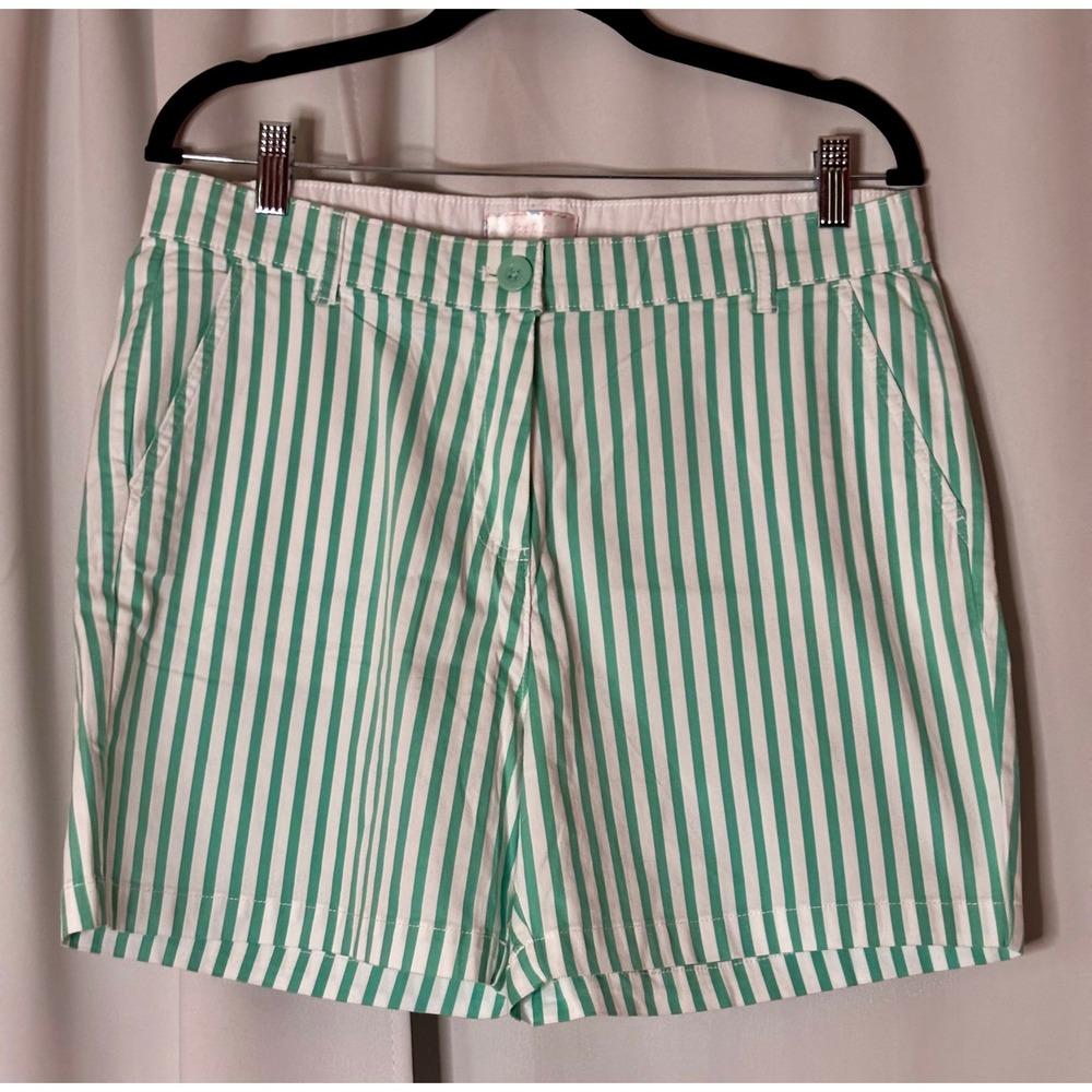 Stella Parker Collection Green White Striped Shorts Womens Sz 10 Cotton Stretch